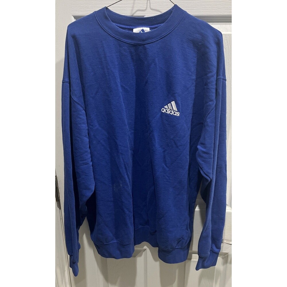 Vintage Adidas Sweater Mens Extra Large Blue Sweatshirt Pullover Baggy Blue Tab